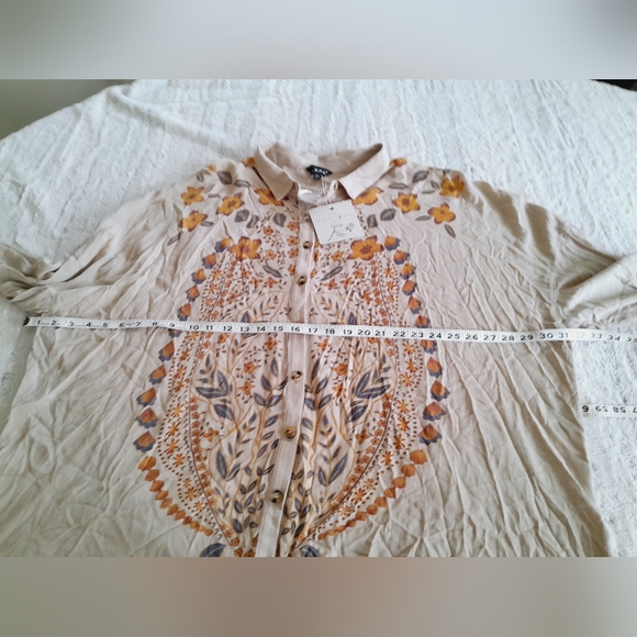 NWT j.nna autumn floral Print women's button down Blouse Size 1XL - Picture 9 of 16